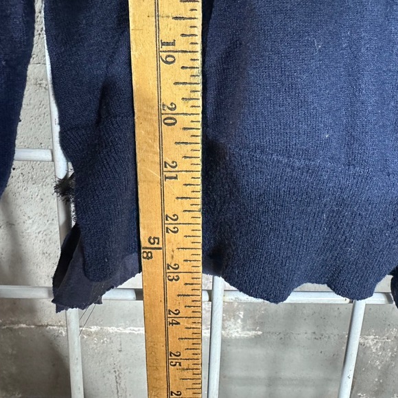 Banana Republic Navy Ruffle Front Wool Blend Cardigan Size L Preppy feminine - Picture 4 of 7